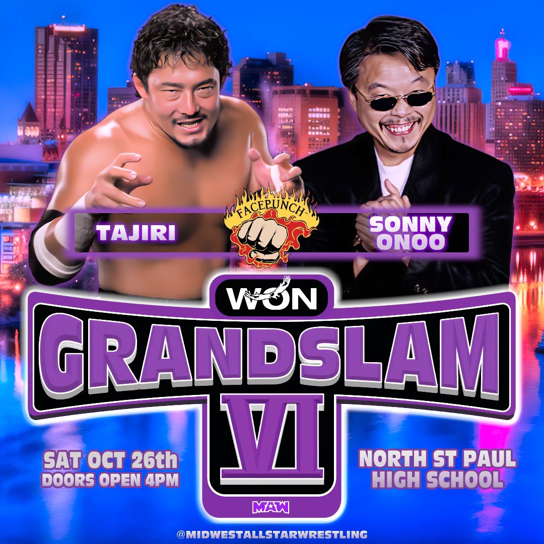 MW_AllStar's tweet photo. ���️Tickets on Sale Now!🎟️

“The Japanese Buzzsaw” Tajiri and Sonny Onoo are coming to Women of Nations - Eagles Nest Shelter Grand Slam 6! 

Sponsored by Facepunch Foods

Saturday
Oct 26th
https://t.co/7v8nNSHjj8 Paul HighSchool 
N St Paul MN
All Ages!

Doors 4pm|Bell 7pm

RingSide $30
Adult Floor Seat $20
Child Floor Seat $10 (12-under)
Adult Bleacher $10
Child Bleacher $5 (12-under)

https://t.co/EnZcLh0vG2