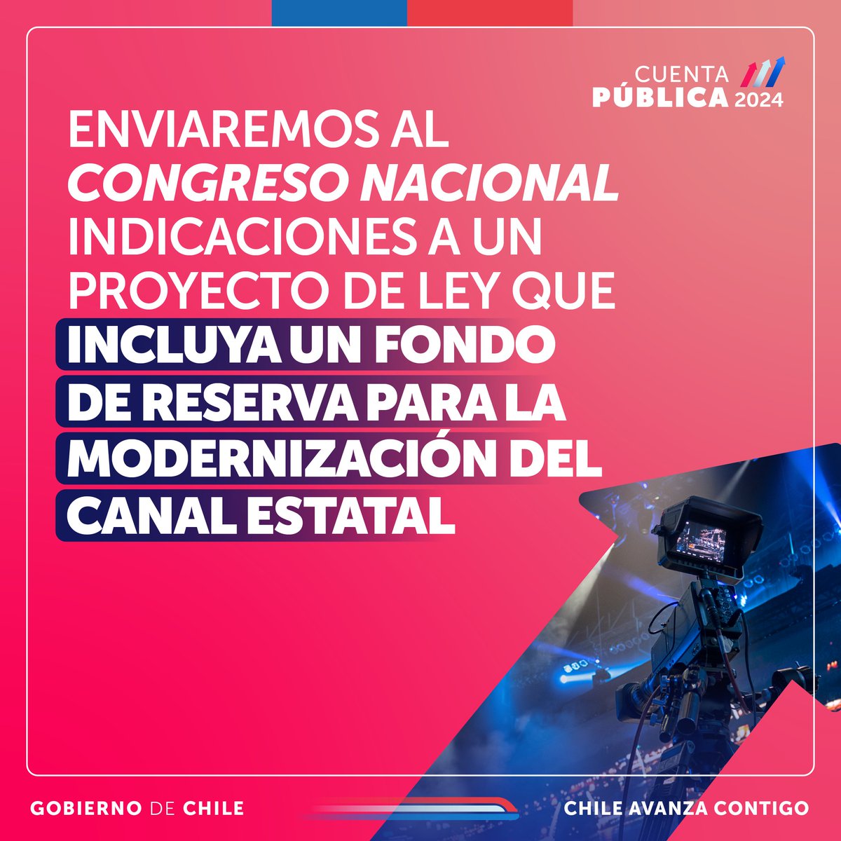 Este mes se ingresará el proyecto que permitirá fortalecer sus centros regionales, su canal cultural e infantil y su señal internacional, innovando además con la creación de una radio pública y el desarrollo de su formato multiplataforma. #ChileAvanzaContigo en la