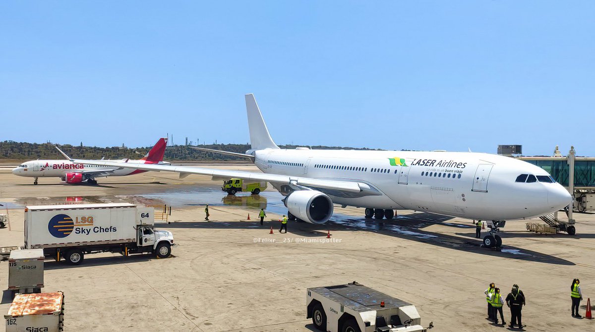 Gianfran89's tweet photo. Llegó a Maiquetía el A330-200 de Laser Airlines!! Operado por Hi Fly Matrícula “CS-TCE” #laserairlines #aviation #A330 #news #trending #viral #aviationnews #maiquetia #svmi https://t.co/T90gfenCPH