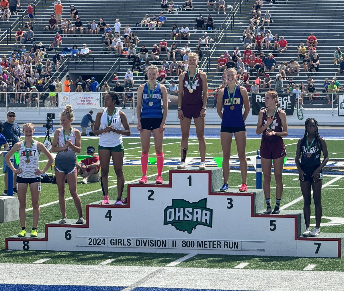 STVM_XCTF's tweet photo. OHSAA Division II State Championship:

Girls 800 meter run: Camille Dunifer finishes in 4th place and earns a spot on the state podium!  Congratulations Camille! ☘️ #GoIrish https://t.co/l1qd2RFUxG