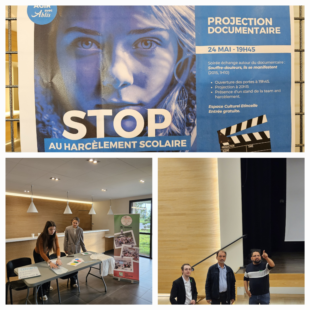 [#NonAuHarcèlement #NAH] Vendredi 24 mai, à l'espace culturel L'Étincelle de la ville d'Ablis, le collectif de la Team anti-harcèlement #TAH du lycée #Bascan est intervenu à la suite de la projection d'un documentaire sur le harcèlement scolaire ⤵