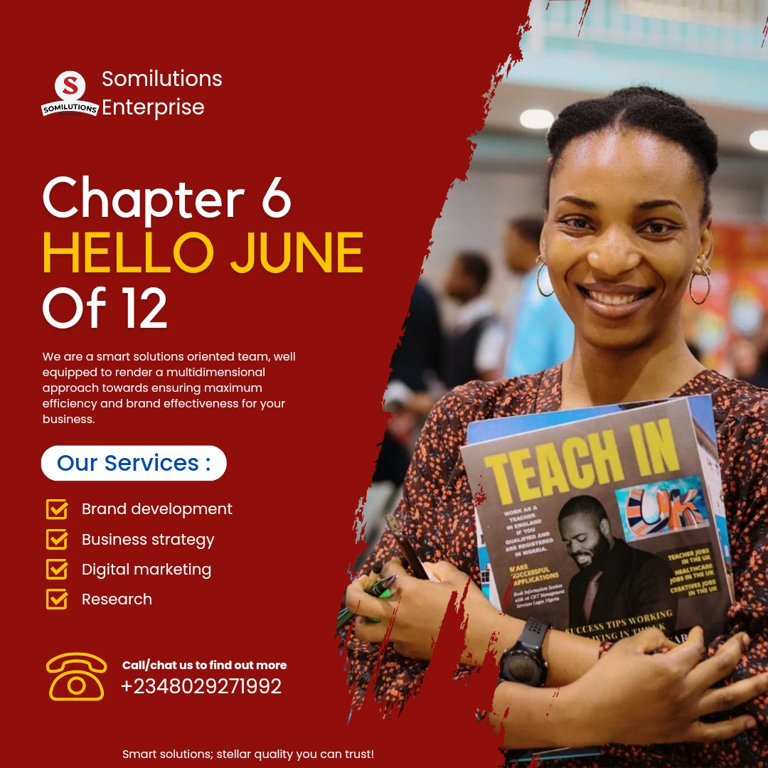 somilutions's tweet photo. Welcome to the special month of June; the half-time of the year. A very good time to evaluate, reflect, restrategize where necessary, and refuel for the year's journey.

Best wishes of the new month to you!
#June2024 
#BrandDevelopment 
#BusinessSuccess https://t.co/bE2297f9iQ