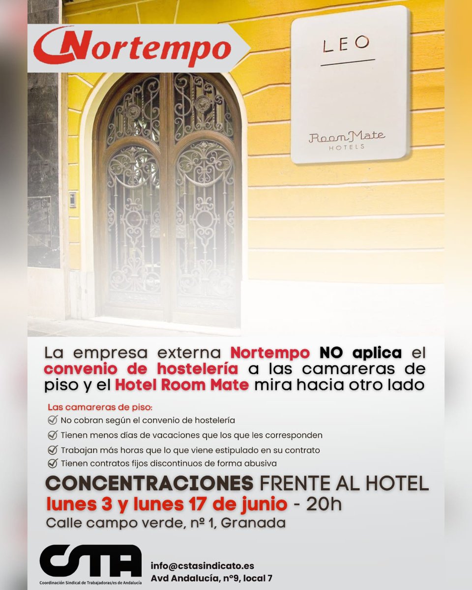 Mañana estaremos apoyando a las compañeras camareras de piso en su lucha por el cumplimiento de su convenio.
La lucha es el único camino!