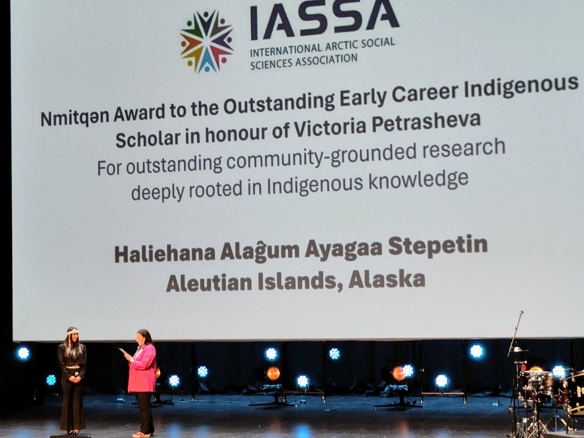 Haliehana Alagum Ayagaa Stepetin (#AleutianIslands, #Alaska) receives the #IASSA Award in memory of Victoria Petrasheva for her #research deeply rooted in #Indigenousknowledge