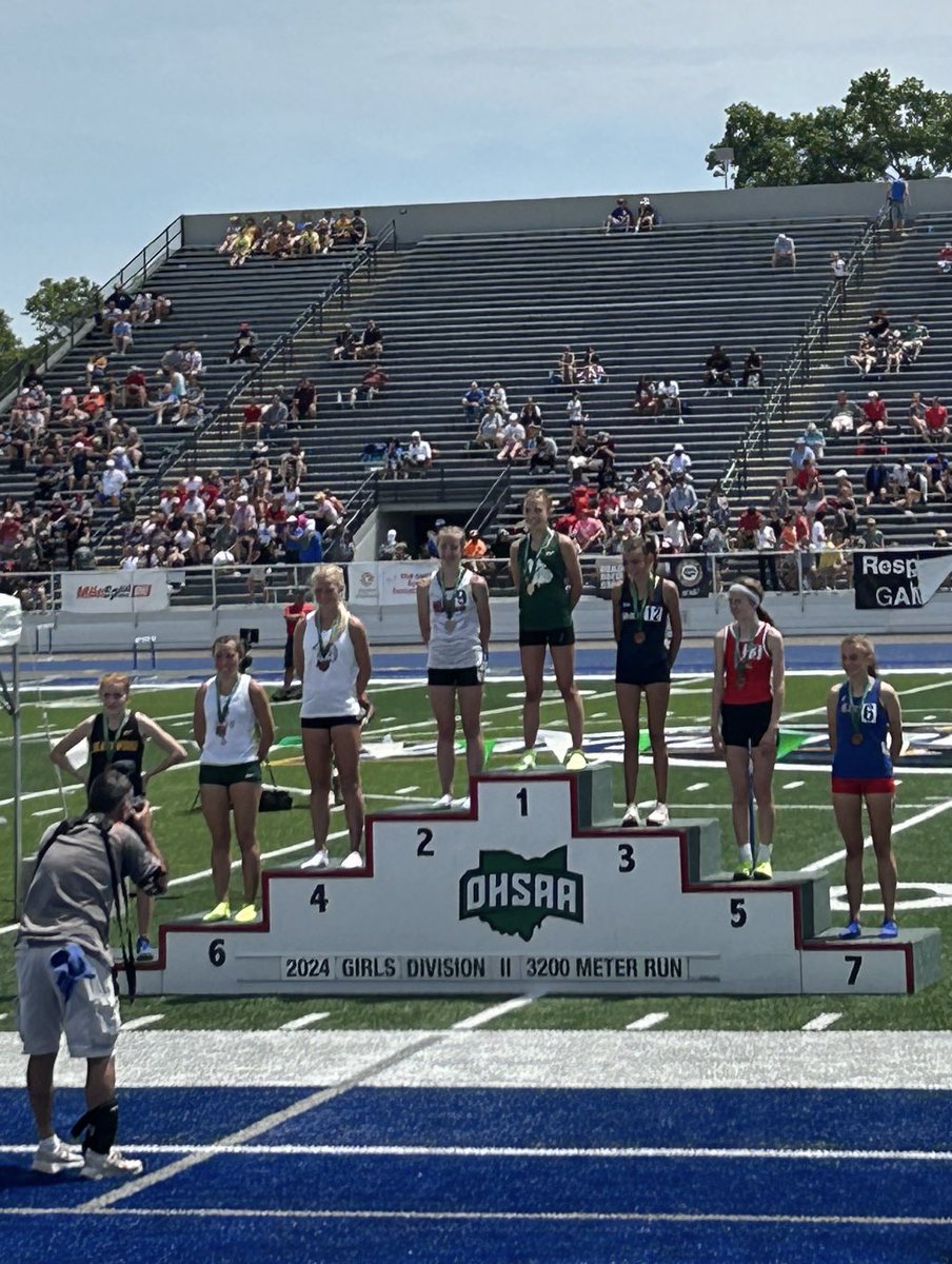 STVM_XCTF's tweet photo. OHSAA Division II State Championship:

Girls 3200 Meter Run: Anne Rea finishes in 6th place and earns a spot on the state podium!  Congratulations Anne! ☘️ #GoIrish https://t.co/BxB3PraJs3