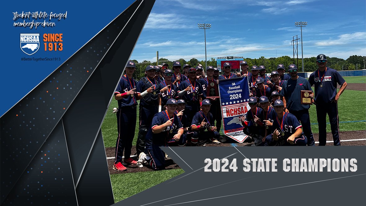 NCHSAA's tweet photo. East Rowan downs South Central 11-3 in 3A Finals

Here’s your 2024 Baseball State Champions in the 3A class!  East Rowan HS 🏆⚾️
3A Baseball MVP:  Harrison Ailshie
@_ERowanbaseball

#NCHSAABASE #BetterTogetherSince1913