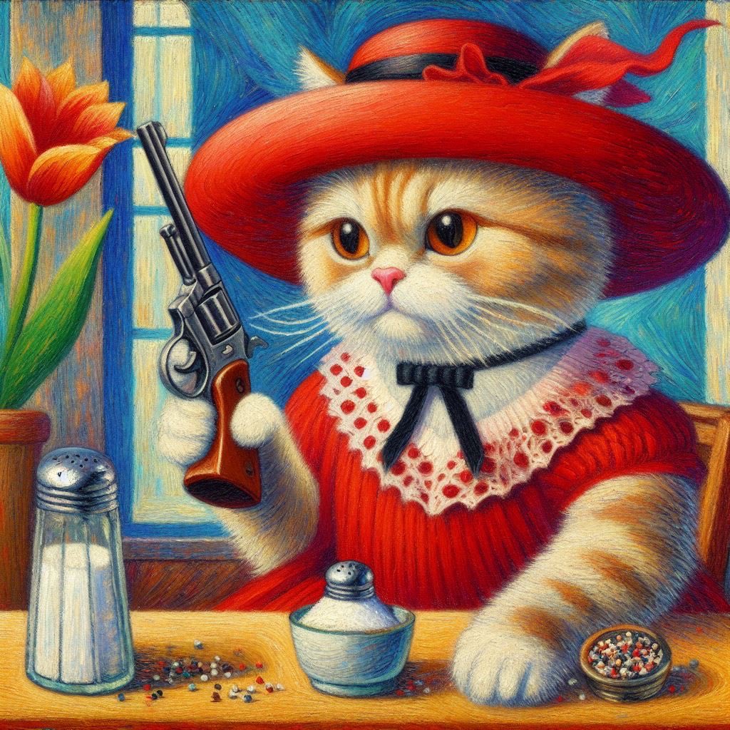 FooFoo_Rabbit's tweet photo. #Caturday  #FoosSaltShaker #SaltySaturday #AiArtwork https://t.co/SzxzgWsTyo