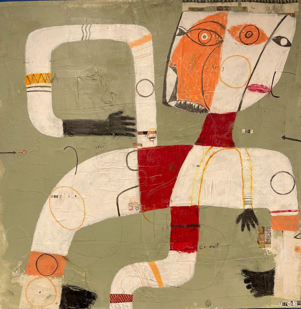 “Flexibility with indecision is king!” Mixed media on stretched canvas, 24x24 inches. If you want to see my complete body of work, check out postmoderntonyb on Instagram. #art #canvasart #abstractart #modernartisys #originalart