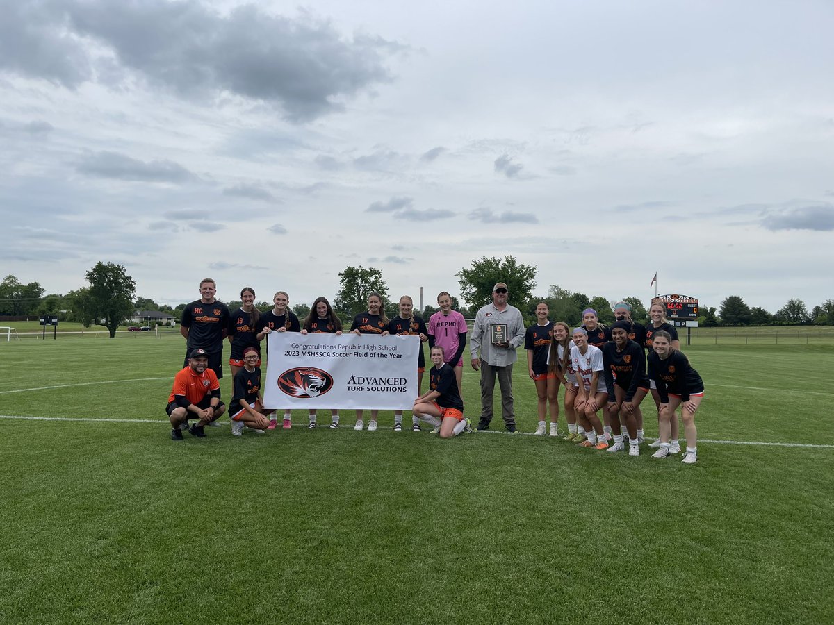 Thank you Will, field maintenance crew, and Republic School District for providing and maintaining a beautiful pitch that we are blessed to call HOME. 

During the Fall 2023, we received honors:  2023 MSHSSCA Soccer Field of the Year (Grass)

#RepMOproud