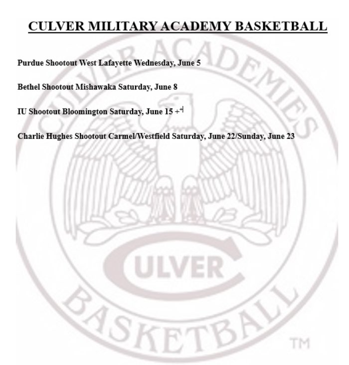 Attached is our Summer Schedule for June!
