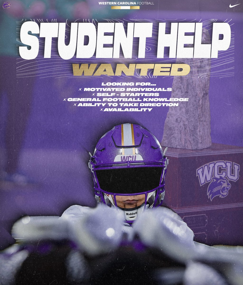 🚨 CALLING ALL WCU STUDENTS 🚨 Do you want to be apart of something bigger than yourself? Have the opportunity to be apart of a championship culture? If interested email mullenm@wcu.edu #LOTE #OurTime