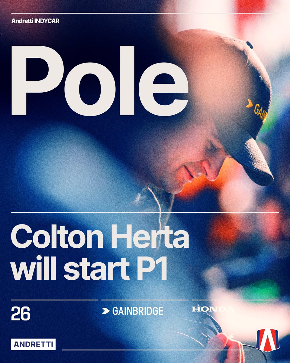 Andretti INDYCAR & INDY NXT (@andrettiindy) on Twitter photo COLTON HERTA PUT IT ON POLE 🫡 COLTON HERTA PUT IT ON POLE 🫡