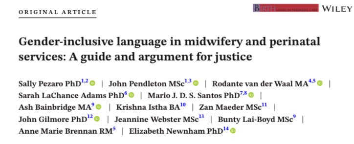 Dr Sally Pezaro PhD FRCM MSc SFHEA PgCAPHE RM (@sallypezaro) on Twitter photo Our new paper out now: Gender inclusive language in midwifery & perinatal services: A guide & argument for #justice … 1st of #pride month! 🌈 🏳️⚧️ doi.org/10.1111/birt.1… <a href="/MidwivesRCM/">Royal College of Midwives 💙</a> <a href="/world_midwives/">International Confederation of Midwives</a> <a href="/MIDIRS/">MIDIRS</a> <a href="/all4maternity/">all4maternity</a> <a href="/RCObsGyn/">RoyalCollegeObsGyn</a> <a href="/NZMidwifery/">New Zealand College of Midwives</a> <a href="/CovUniResearch/">Coventry University Research and Innovation</a> <a href="/birthrightsorg/">Birthrights</a> Our new paper out now: Gender inclusive language in midwifery & perinatal services: A guide & argument for #justice … 1st of #pride month! 🌈 🏳️⚧️ doi.org/10.1111/birt.1… <a href="/MidwivesRCM/">Royal College of Midwives 💙</a> <a href="/world_midwives/">International Confederation of Midwives</a> <a href="/MIDIRS/">MIDIRS</a> <a href="/all4maternity/">all4maternity</a> <a href="/RCObsGyn/">RoyalCollegeObsGyn</a> <a href="/NZMidwifery/">New Zealand College of Midwives</a> <a href="/CovUniResearch/">Coventry University Research and Innovation</a> <a href="/birthrightsorg/">Birthrights</a>