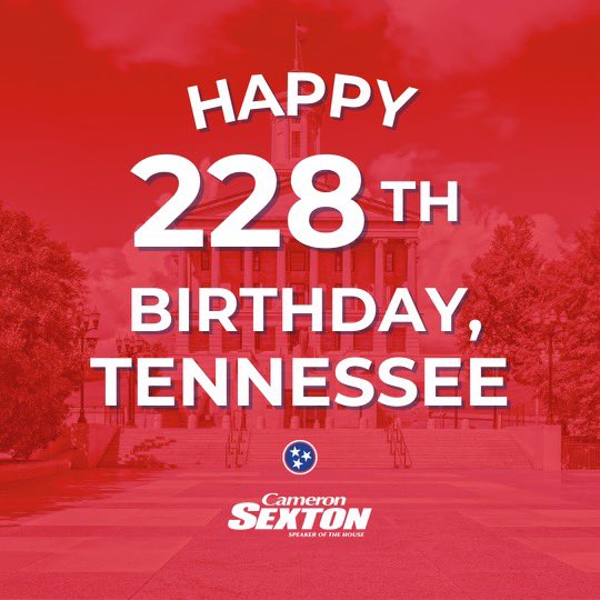 Happy Birthday Tennessee! Today we honor the Volunteer state and all of our remarkable achievements. #StatehoodDay #1796