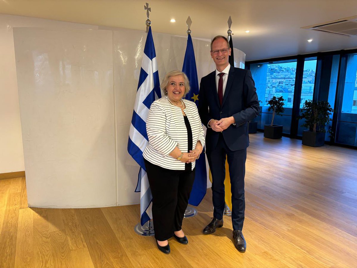 GRinStrasbourg's tweet photo. 1 - During the 6th round of consultations, 🇬🇷 Dep. FM #AlexandraPapadopoulou met w/ 🇩🇪 State Secr. #ThomasBagger to discuss bilateral relations, European affairs, &amp; regional dvlpmnts.
🇬🇷 Dep. FM @CFragoyiannis also participated in consultations w/ various ministries' delegations. https://t.co/0QbVfqAAUk