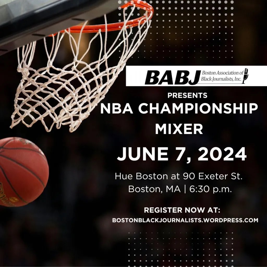 Join BABJ and the <a href="/NABJSports/">NABJ Sports Task Force</a> Task Force for a mixer on Friday, June 7, at Hue Boston starting at 6:30 p.m.  

Food and drinks will be available for purchase. Please RSVP here: forms.gle/GDLGyKS8ZT1x7N…