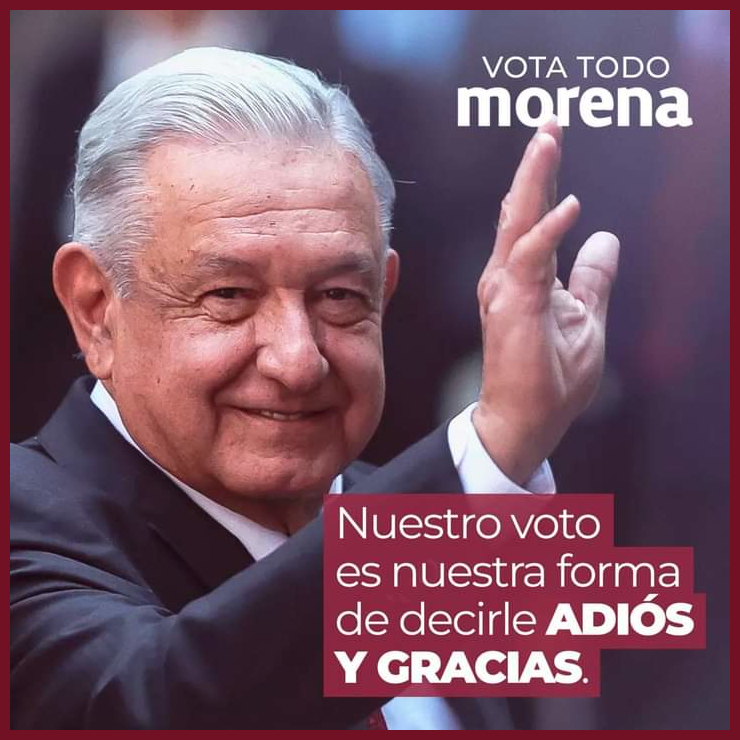 progrerealmex_'s tweet photo. Nuestro voto es nuestra forma de decir "ADIOS y GRACIAS AMLO".
Repost. https://t.co/8LkdzhRDjF