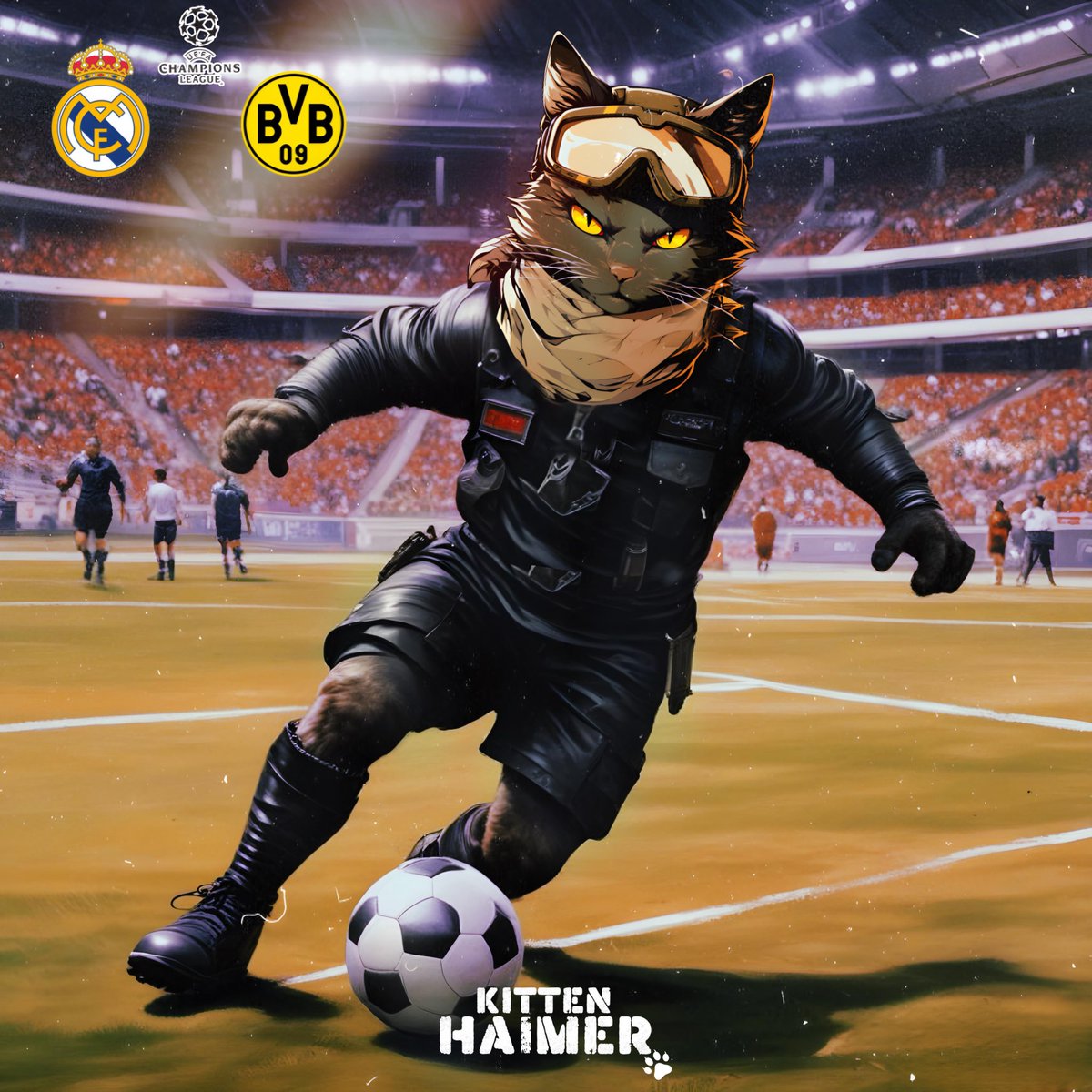 MoneycallinRon's tweet photo. We got the champions league finals in 1 hour. Who you got the for the win kittens? $KHAI @KittenHaimer #SolanaMemcoin https://t.co/aAcUZTdTpY