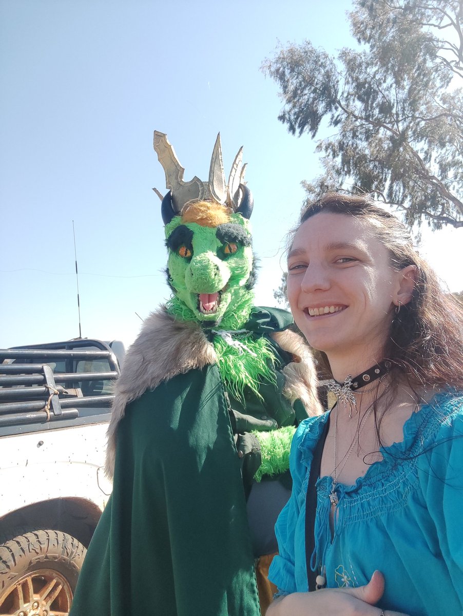 ZhivaCat's tweet photo. My dearest dragon and I at the Medieval Fayre today. What a wonderful day. @MetalusAchuakir
#medievalfayre #alterego #furry #dragonking https://t.co/kFWQr4RZdO