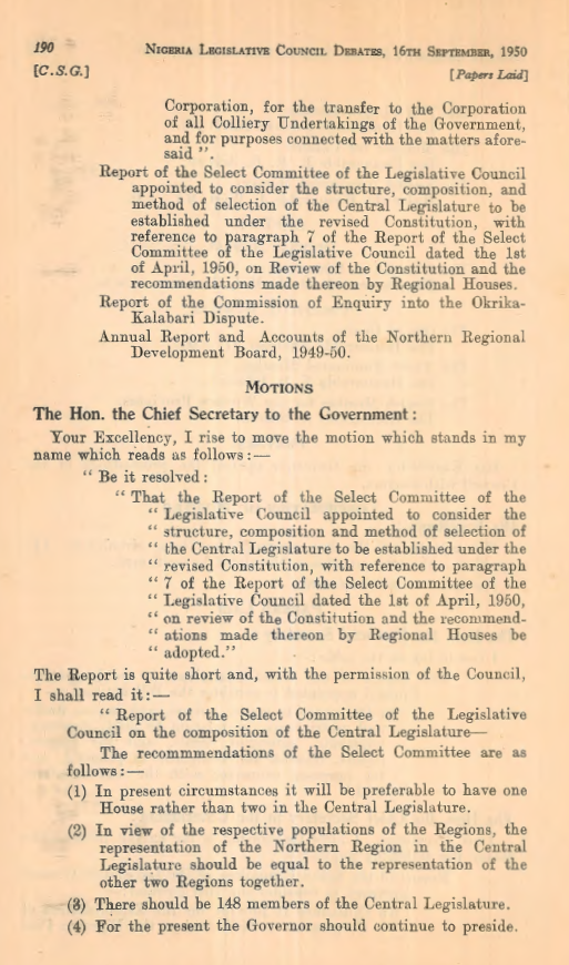 tolutee's tweet photo. When people tell you that the British just gave power to the Fulani, tell them to read this thread. It shows the discussion of the 1950 Select Committee, where politicians from the Eastern region agreed that the North should have 50% of the parliamentary seat for the sake of one Nigeria. Essentially, they agreed that the North should have political dominance.