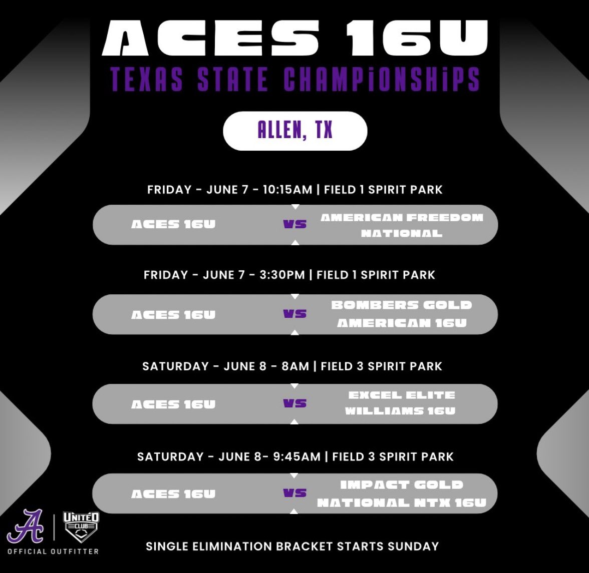 Heading to Allen,Texas for the first tournament of summer! June 7-9 at the Texas State Championships. Hope to see you there!! 🤠