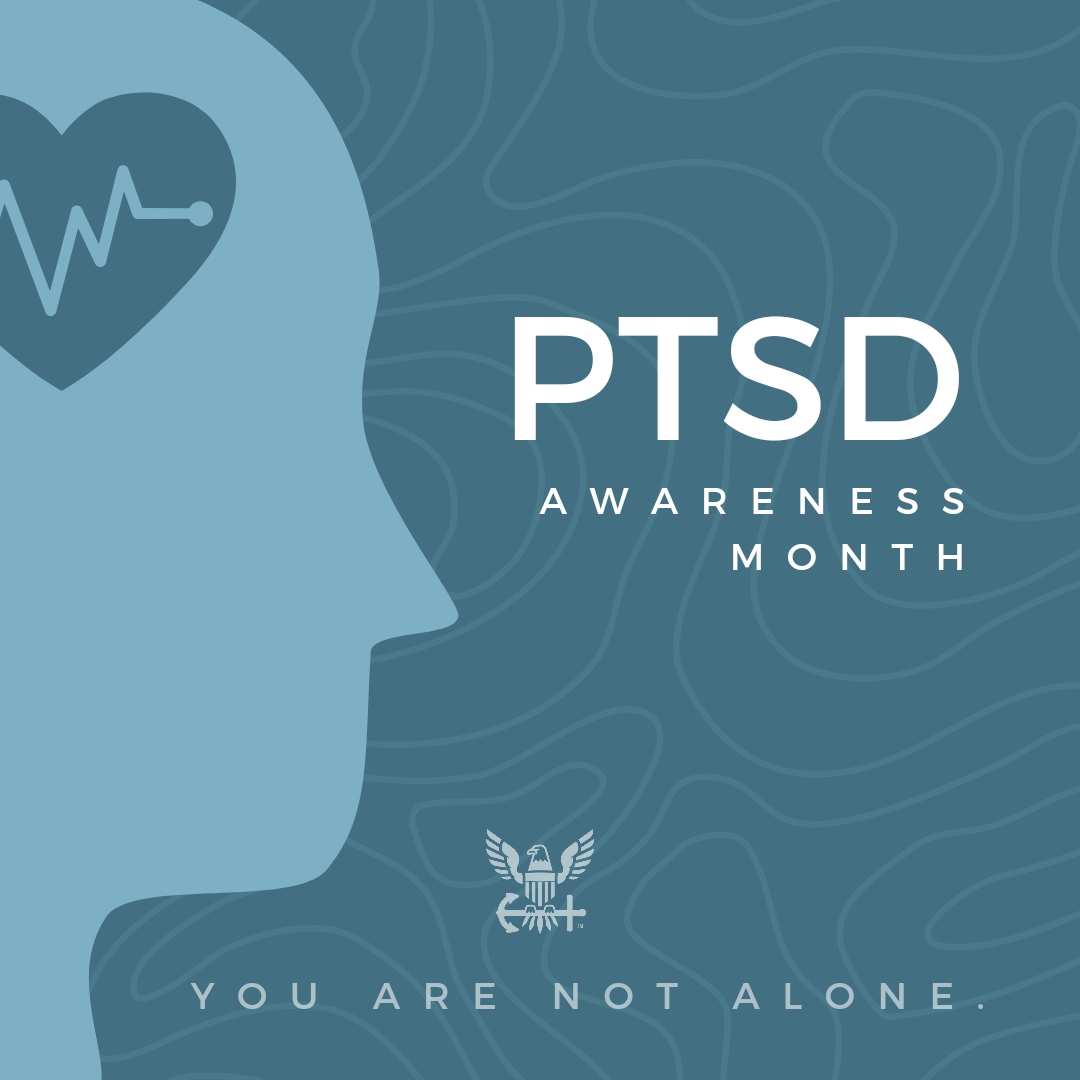 USNavy's tweet image. June is #PTSDAwarenessMonth and we want to remind everyone that not all wounds are visible. Know the signs and reach out if you or someone you love needs help.

Veterans Crisis Line: Call 988, then press 1 or text 838255 to connect with a counselor 24/7, 365