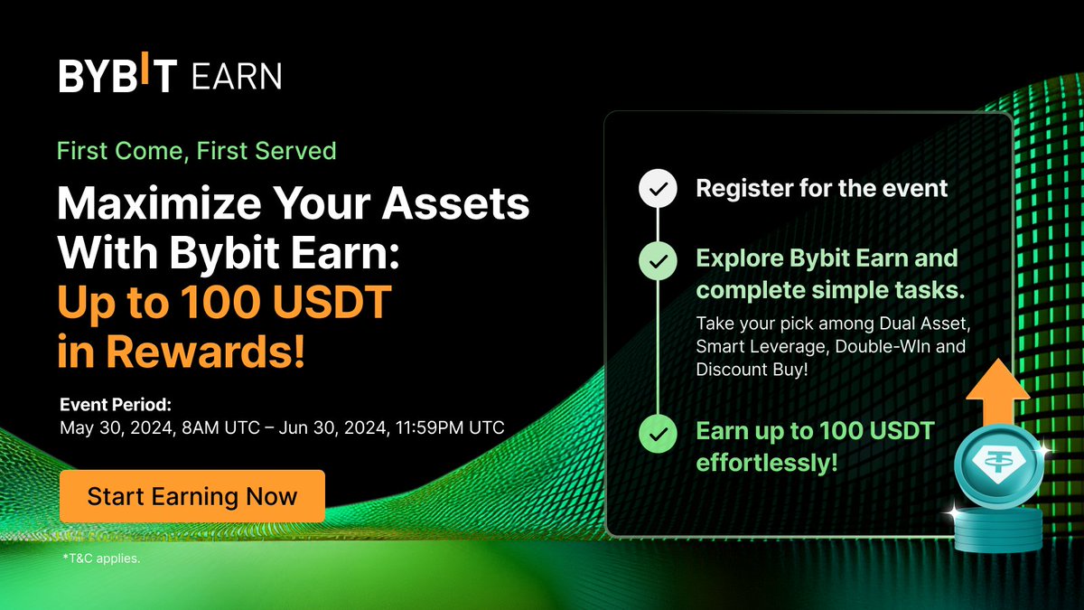 Bybit_Official's tweet photo. 🚀 Maximize your assets with #BybitStructuredProducts! Get up to 100 $USDT in rewards. Quick and easy steps to join. Limited slots available, don’t miss out!

🌐 Explore More: https://t.co/wpJrwGhEjq

#TheCryptoArk #BybitEarn https://t.co/2zuYmIZMc5