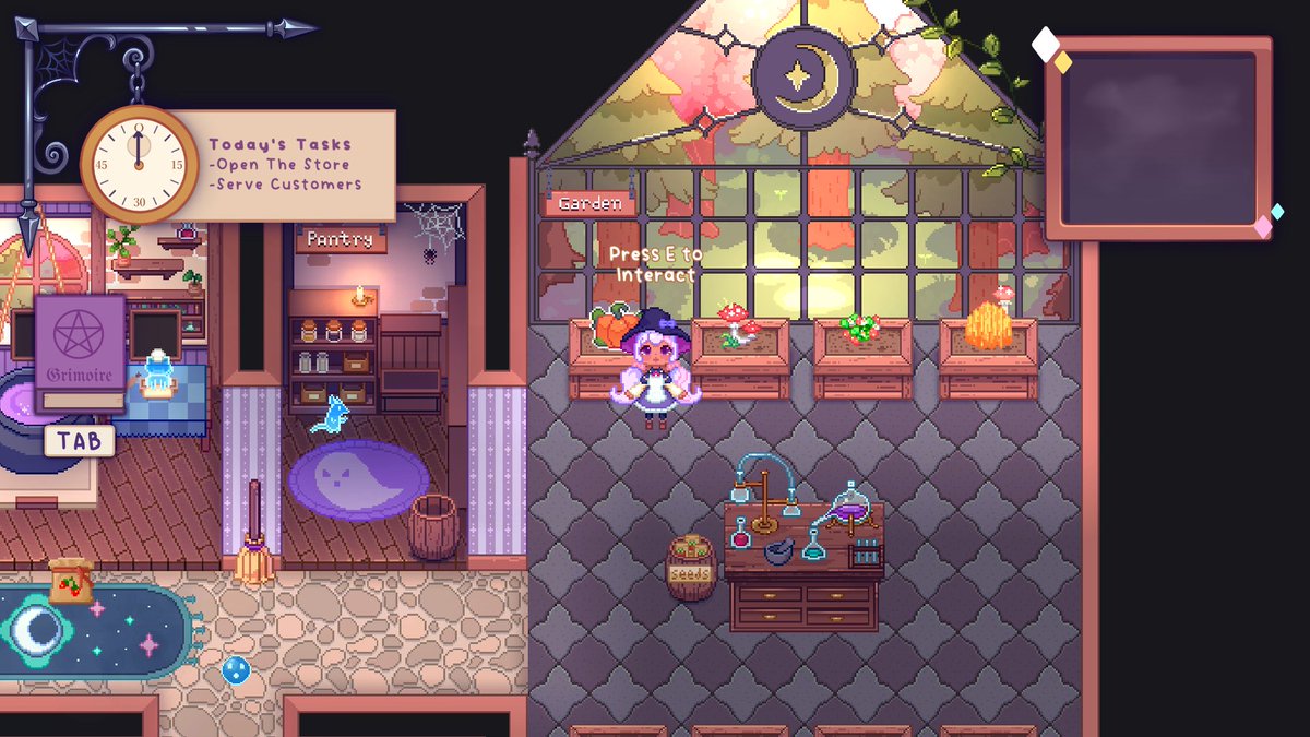 OuijaTimeStudio's tweet image. here's a few screenshots of the current demo of our cosy game - where you play as a witch running a bakery for ghosts! 
#gamedev #unity2d #indiedev #indiegame #itchio #screenshotsaturday