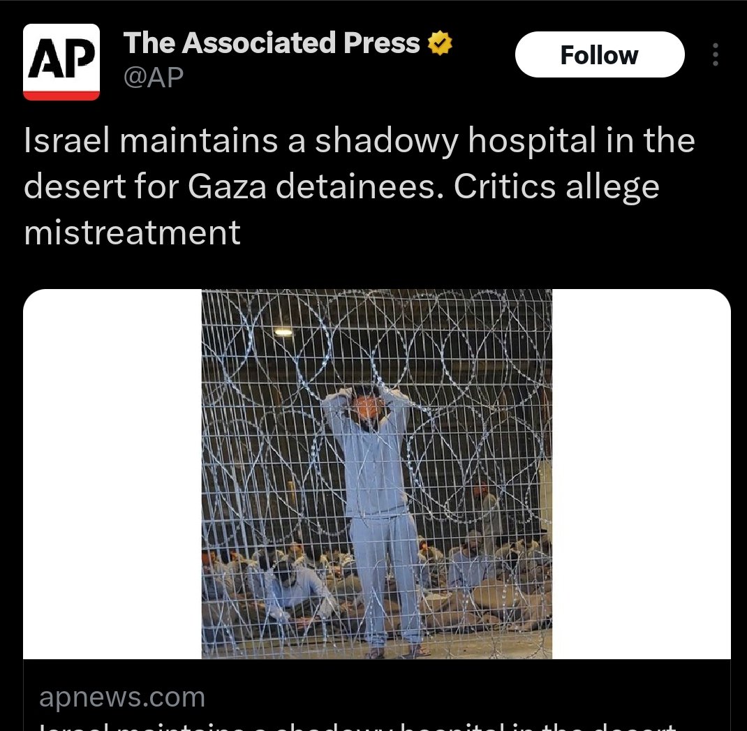 This place is a torture camp, as the image suggests. But @AP can't bring itself to tell you the most basic truths about Gaza, so we get this.
