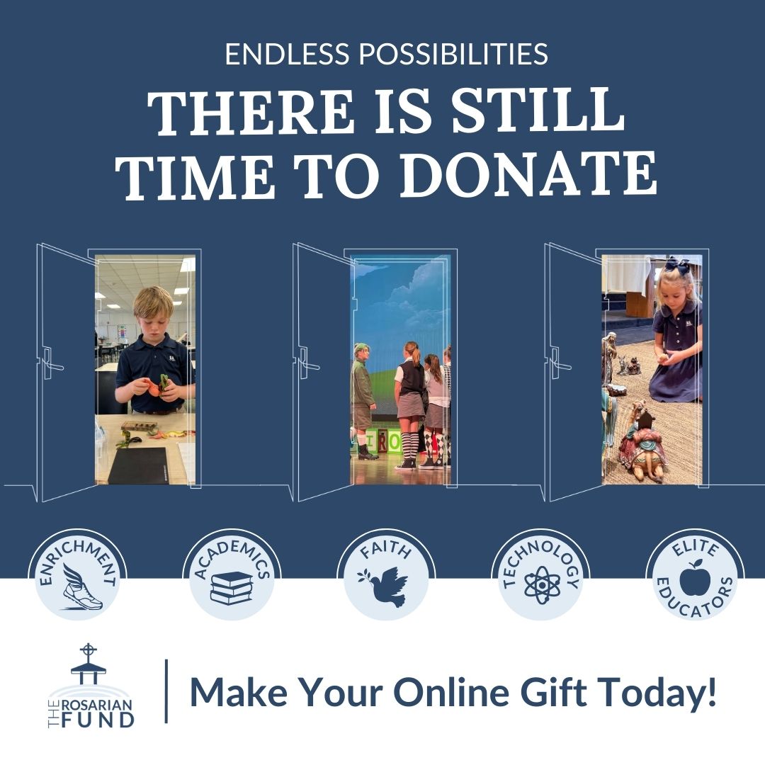 There's still time to make a difference! ⏰✨ Join us in unlocking 'Endless Possibilities' at Rosarian Academy by giving to the Rosarian Fund. Every contribution counts in shaping bright futures for our students. 

rosarian.org/rosarianfund/
