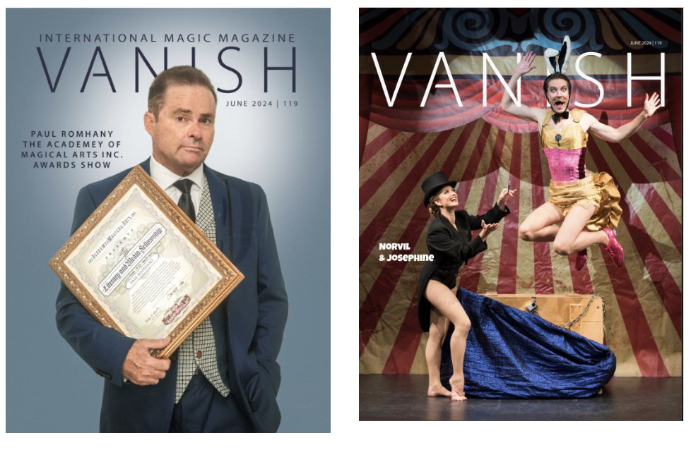 NorvilJosephine's tweet photo. We're thrilled to be featured in the June edition of Vanish Magazine! It's an interview about the making of our new comedy musical magic show Rabbits Out of the Hat. #magicrabbits https://t.co/xnilkxFPpz