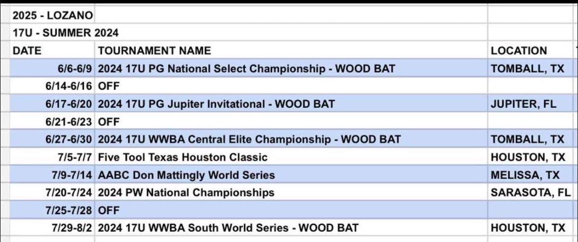 2024 summer schedule.