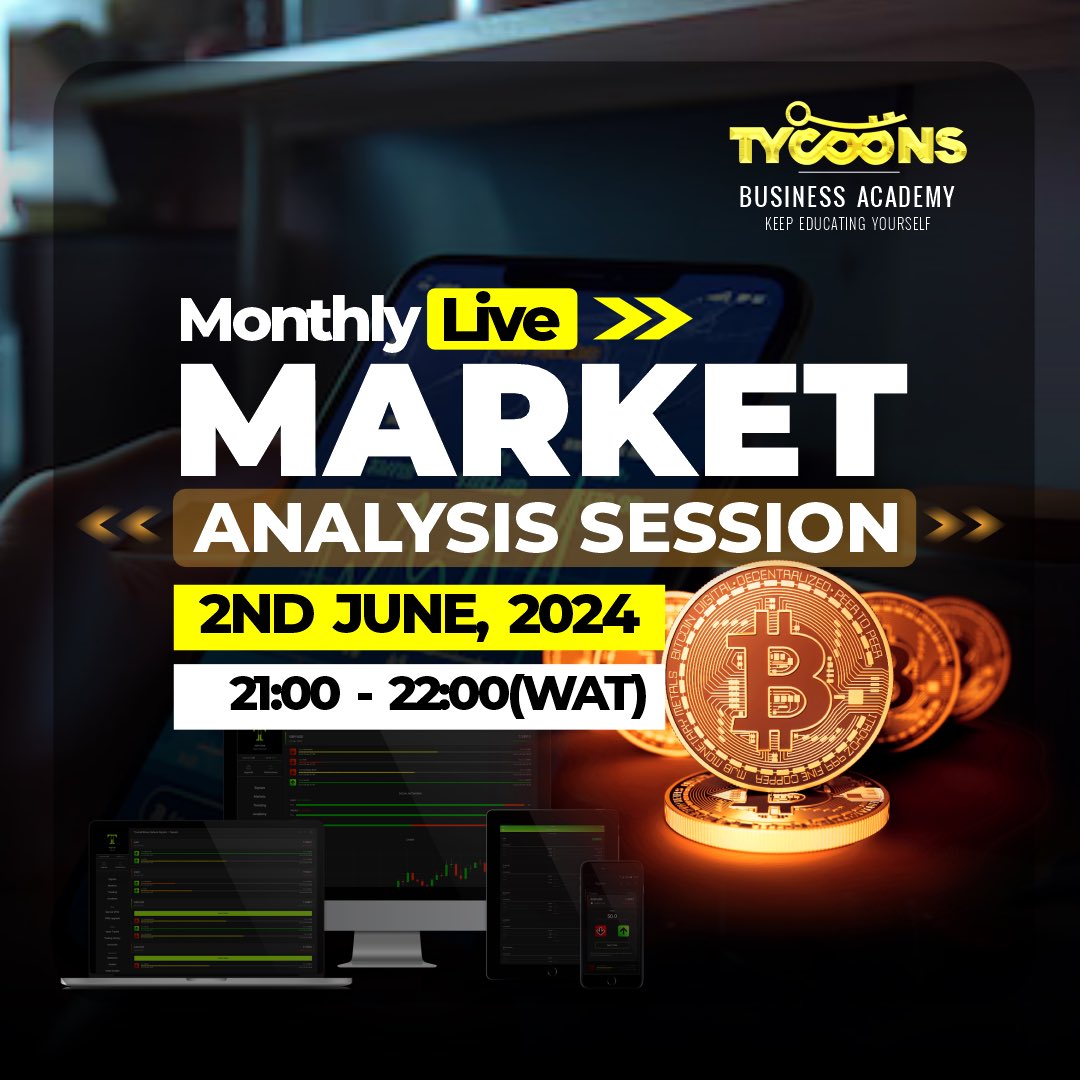 TycoonsAcademy's tweet photo. Join our monthly session happening tomorrow 2nd June, 2024 by 21:00-22:00 (WAT). 
https://t.co/wI9lqeDrb7 https://t.co/bmpWfS3egj