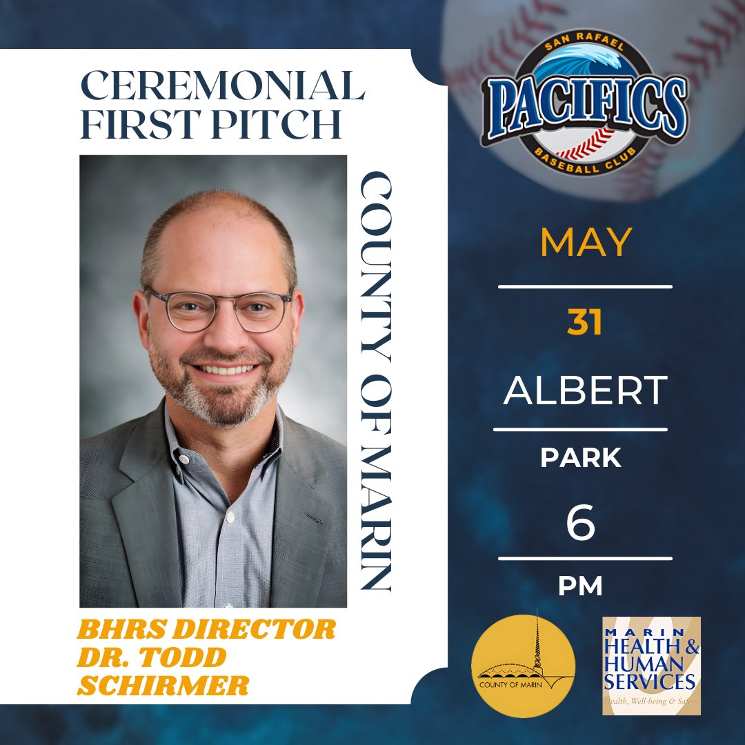 SRPacifics's tweet image. It was a pleasure having Dr. Todd Schirmer throw out the first pitch yesterday to kick off our Mental Health Awareness Night! Thank you for your hard work within Marin County. #SanRafaelPacifics #PacAttack #MarinCounty 🌊⚾️