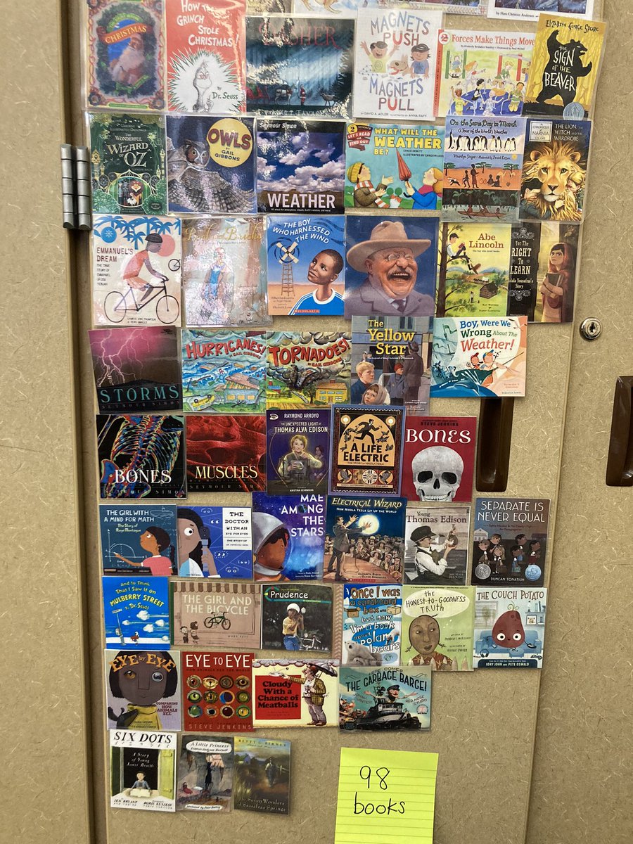 keteaches's tweet photo. Completed my third #classroombookaday challenge with 98 books. Read some new ones and some old favs this year. #bookaday https://t.co/MwP5Q7Cswn