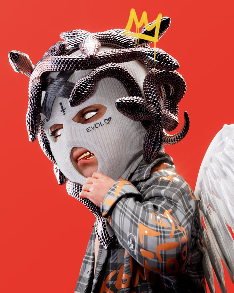 Studley303's tweet photo. @1Exoticness @_KidEight There is nothing better on Web3 

Show me a better artist ….. 

Fuckin bananas !!🐐🐐🧡🧡😈😈 https://t.co/JusoNJqwO1