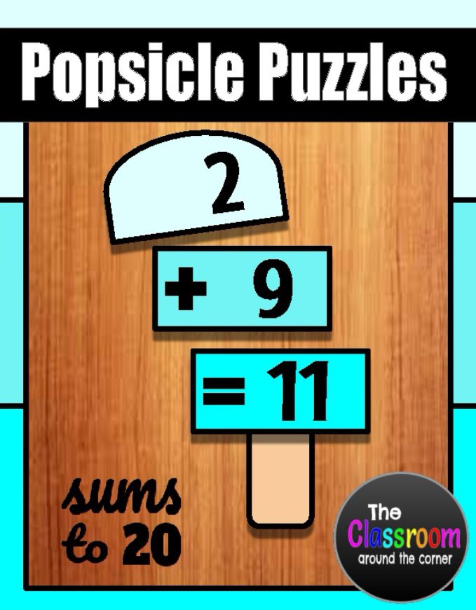 Popsicle Puzzles | Addition with Sums to 20 by The Classroom Around The Corner on Teachers Pay Teachers
 teacherspayteachers.com/Product/Popsic…

#schoolsoutforsummer #summermath #lastweekofschool #lastdayofschool