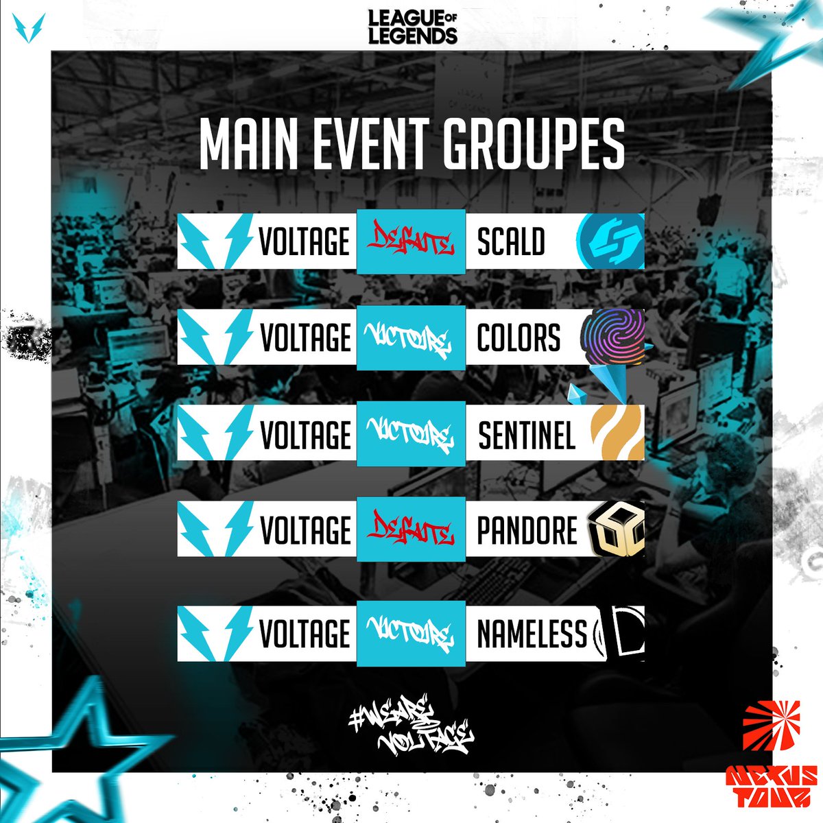 Esport_Voltage's tweet photo. Mais quelle équipe ! 🤯

Ces mecs sont géniaux, ils terminent deuxième de leur poule 🫡

Le TOP 6 est assuré, rendez-vous demain pour les phases finale du MAIN EVENT, ils auront besoin de vous👊

🔹@Varian_LOL @JawaLeHutt @apatheia_lol @IENCH_Taric @talgo01

WE ARE VOLTAGE ⚡️ https://t.co/1p3QNPgw69