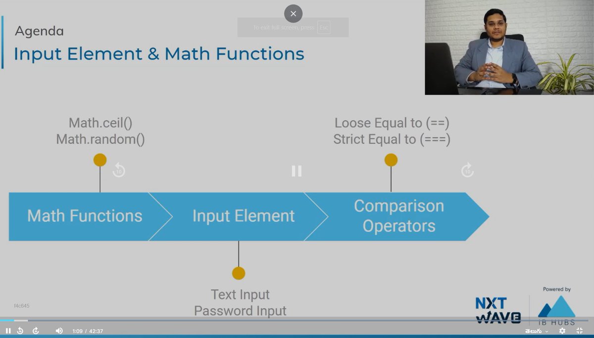mohan_tigala's tweet image. Hello Connections : )
Today was #68 of #75daysoflearningandcodingchallenge.
Today i have completed my classes on #input_elements_And_math_functions. In that i had learned about two things #Math.ceil() and #Math.random(), #text_inputs and #comparison_operators.
Thanks to #NxtWave