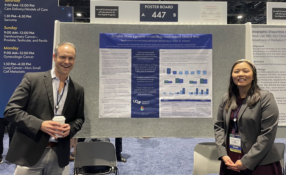 Kelsey Natsuhara (@kelseynatsuhara) on Twitter photo 🌟 Don’t miss stellar <a href="/UCSFIMChiefs/">UCSF IM Chiefs</a> <a href="/wustance/">Constance Wu, MD</a> poster #447 at #ASCO24 Care Delivery session studying under representation of Asian women in breast health research <a href="/ZSFGCare/">Zuckerberg SF General Hospital & Trauma Center</a> 👏🏼👏🏼👏🏼
Mentored by @NiharikaDixit16 and 📸 starring Chief <a href="/DrTFriedlander/">Terry Friedlander</a>
#HealthEquity <a href="/UCSFCancer/">UCSF Helen Diller Family Comprehensive Cancer Ctr</a> 🌟 Don’t miss stellar <a href="/UCSFIMChiefs/">UCSF IM Chiefs</a> <a href="/wustance/">Constance Wu, MD</a> poster #447 at #ASCO24 Care Delivery session studying under representation of Asian women in breast health research <a href="/ZSFGCare/">Zuckerberg SF General Hospital & Trauma Center</a> 👏🏼👏🏼👏🏼
Mentored by @NiharikaDixit16 and 📸 starring Chief <a href="/DrTFriedlander/">Terry Friedlander</a>
#HealthEquity <a href="/UCSFCancer/">UCSF Helen Diller Family Comprehensive Cancer Ctr</a>