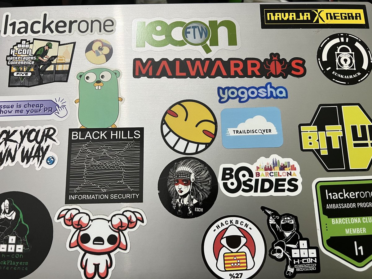 Lobuhi 🍉 (@lobuhisec) on Twitter photo Upgraded with <a href="/BHinfoSecurity/">Black Hills Information Security</a> <a href="/BarcelonaBsides/">BSides Barcelona</a> and Traildiscover (by <a href="/Flekyy90/">Adan Álvarez #standwithukraine 🇺🇦</a>) stickers! Upgraded with <a href="/BHinfoSecurity/">Black Hills Information Security</a> <a href="/BarcelonaBsides/">BSides Barcelona</a> and Traildiscover (by <a href="/Flekyy90/">Adan Álvarez #standwithukraine 🇺🇦</a>) stickers!