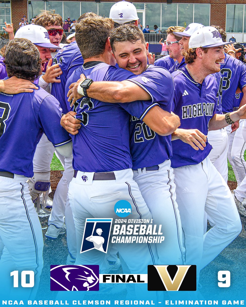 𝗪𝗔𝗟𝗞. 𝗜𝗧. 𝗢𝗙𝗙. 🙌

High Point eliminates Vanderbilt to advance in the NCAA Clemson Regional!

<a href="/HPUBaseball/">High Point Baseball</a> x #RoadToOmaha