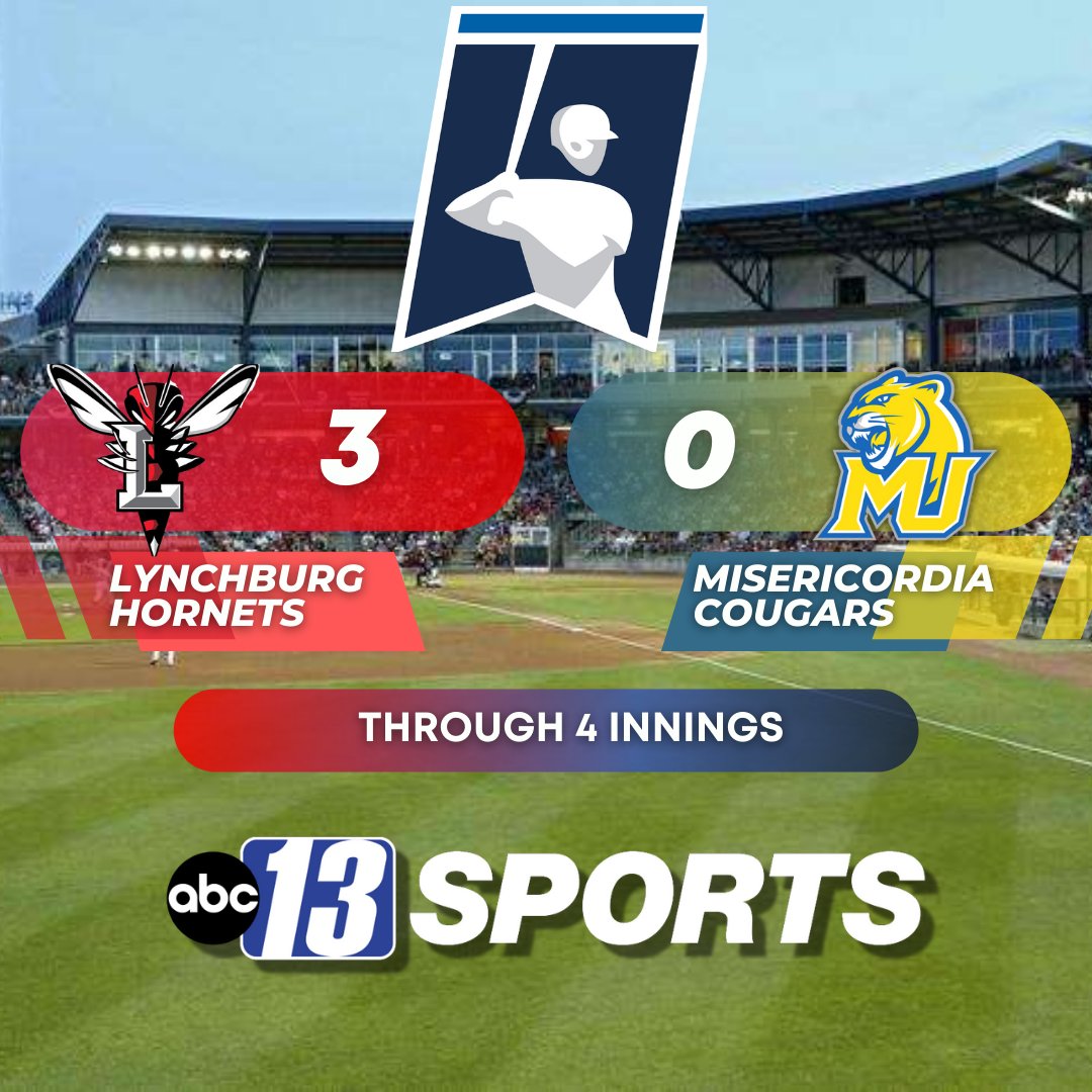 DaveWallsTV's tweet photo. .@LynchburgBaseBl leads Misericordia, 3-0, entering the 5th inning. RBI's from Quinn Madden, Riley O'Donovan, and Eric Hiett give the @lynhornets the lead in Ohio. #d3baseball @13Sports @ABC13News https://t.co/owLhanZw8Y