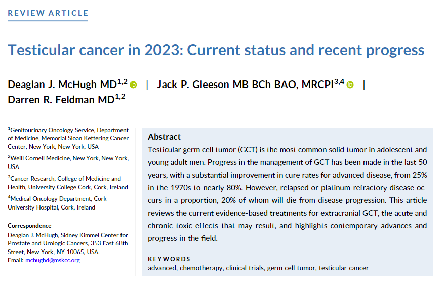 CACancerJournal's tweet photo. The #GenitourinaryCancer session at #ASCO24 is coming up! This #testicular #GermCell tumor article from @DrDarrenFeldman @jgleesonirl reviews current evidence-based treatments, toxic effects, and contemporary advances in the field: https://t.co/c0cJzGc9Ln
@OncoAlert #TSCSM https://t.co/0f7EzHutET