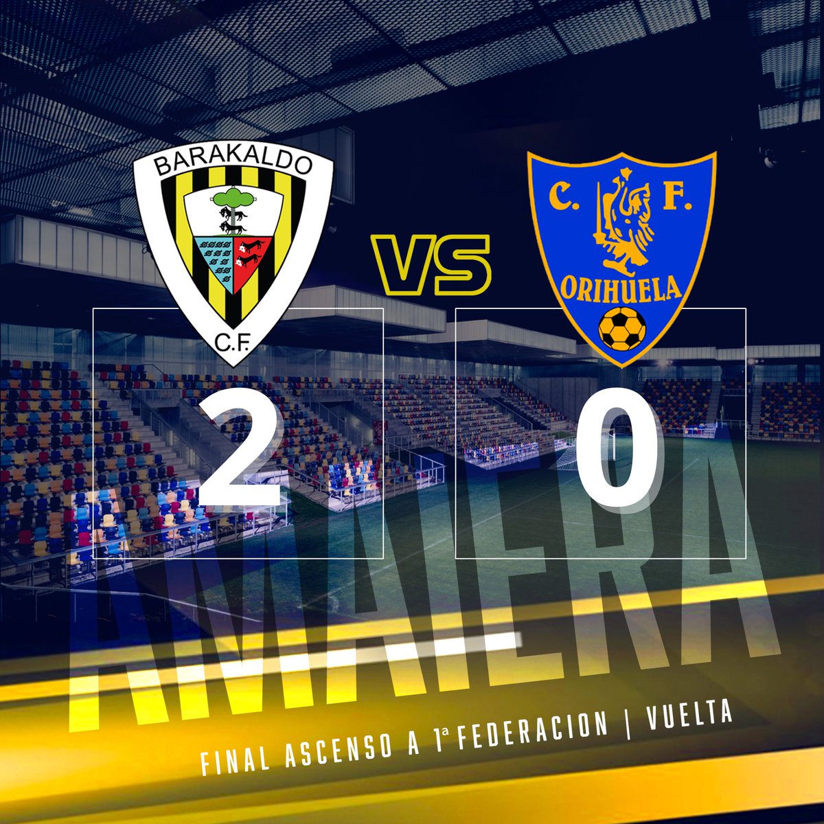 ⏱ 90' | 2-0 | 🔚 AMAIERAAAAAAAAAAAAAAAAAAAA ‼️

¡1º RFEFeko TALDEA GARA! 🙌🏼

¡SOMOS EQUIPO DE  1ª RFEF! 💪🏼

 #BarakaOrihuela #GoazenBaraka