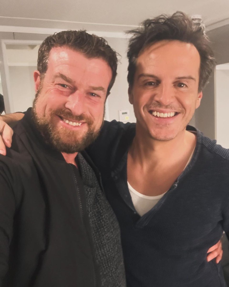 gigtripper86's tweet photo. 'A true gent and scholar, what a pleasure working with the phenomenal Andrew Scott on Too Much and bantering about the biz over dinners. #andrewscott #firstassistantdirector' (alexholtad IG) https://t.co/e2XjaSZrew