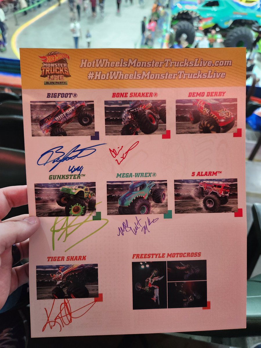 Mystorieman's tweet photo. Father and son day! So excited to see all of our favorite monster trucks! #HotWheelsMonsterTruckLive https://t.co/0LnYecSV01