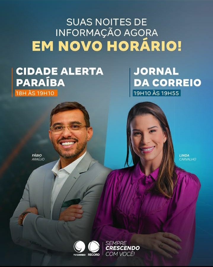 informaparaiba_'s tweet photo. Novidade nas noite da tv Correio Record!
18:00 #CidadeAlertaPB
19:10 #JornalDaCorreio https://t.co/kjfXeRBdAw