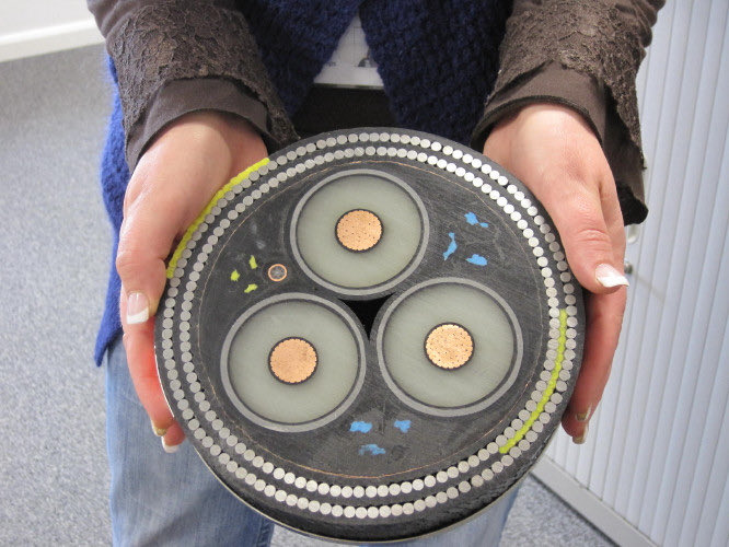 Data transfer rates vary among the approximately 550 active cables running along the ocean floor. As the cables begin to approach land, cables are often buried in trenches created by subsea plows in order to protect them from damage. Cross-section of undersea cables here: