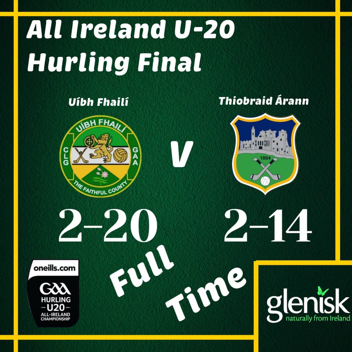 Full Time here in Kilkenny! U20 Hurling Champions of 2024!! Congratulations Lads!!!!